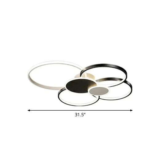 Metal Circular Flush Ceiling Light Modern LED Flush Mounted Lamp for Living Room - Black - 31.5" - Remote Control Stepless Dimming - Clearhalo - 'Ceiling Lights' - 'Close To Ceiling Lights' - 'Close to ceiling' - 'Flush mount' - Lighting' - 2327921