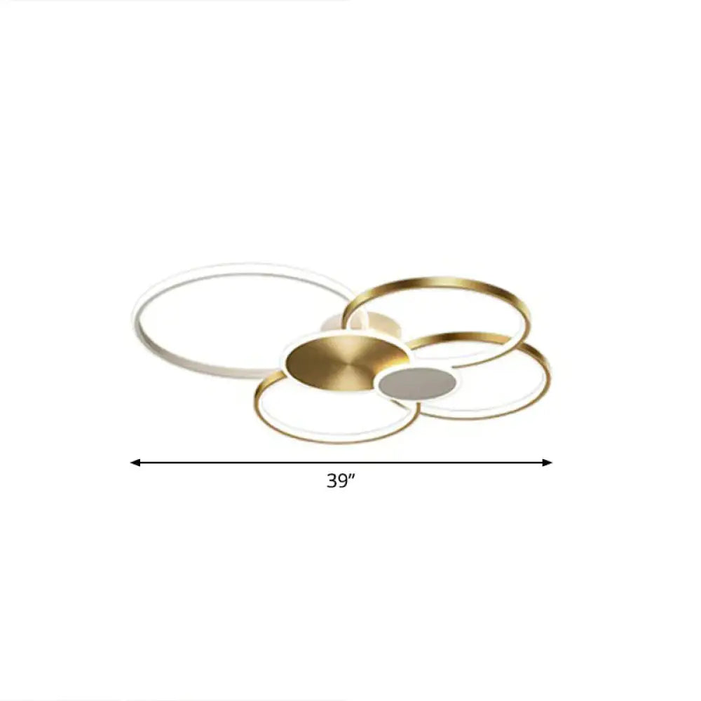 Metal Circular Flush Ceiling Light Modern LED Flush Mounted Lamp for Living Room - Gold - 39" - Remote Control Stepless Dimming - Clearhalo - 'Ceiling Lights' - 'Close To Ceiling Lights' - 'Close to ceiling' - 'Flush mount' - Lighting' - 2327917