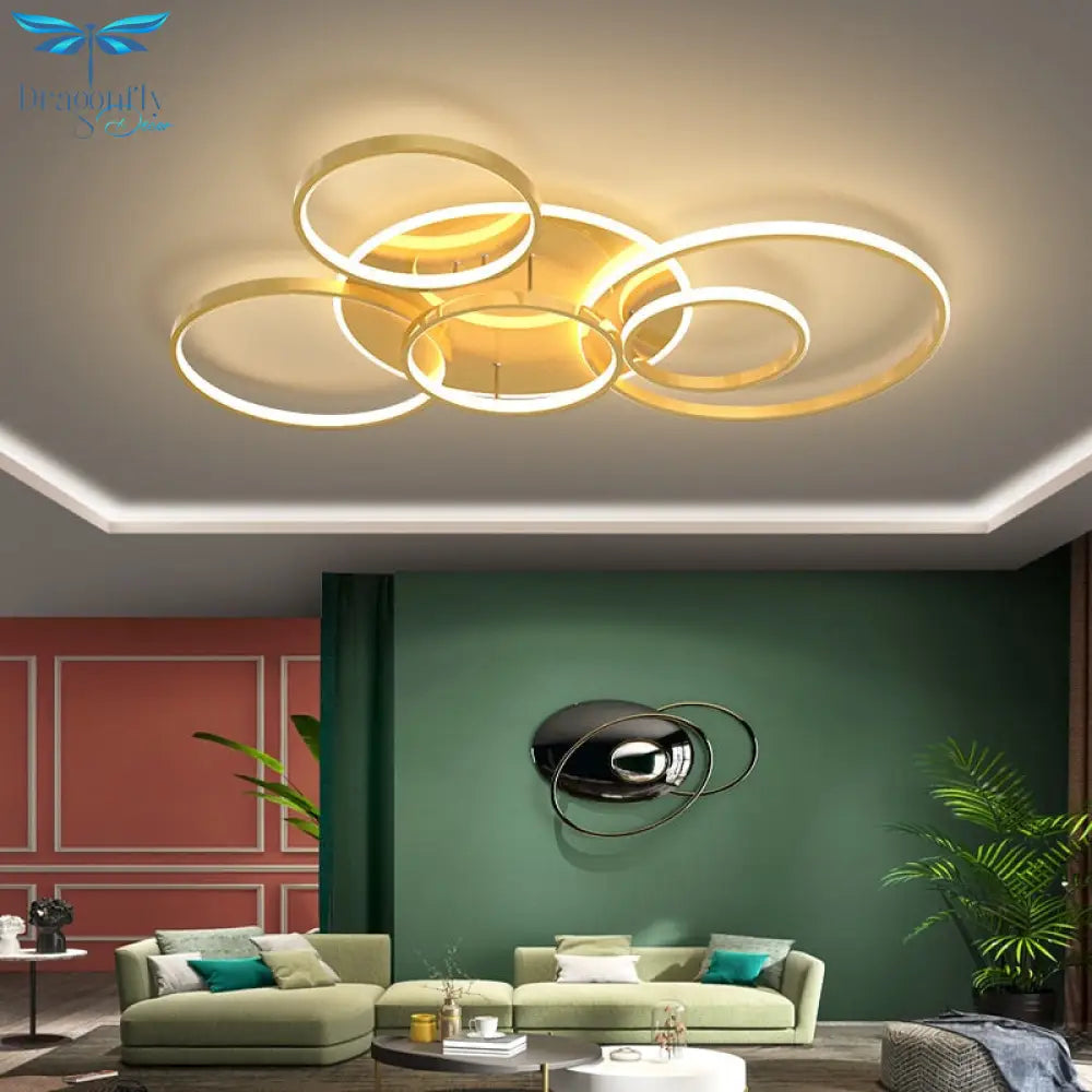 Modern Led Gold Black Chandeliers Lighting For Living Study Room Dimmable Indoor Lamps Parlor Foyer