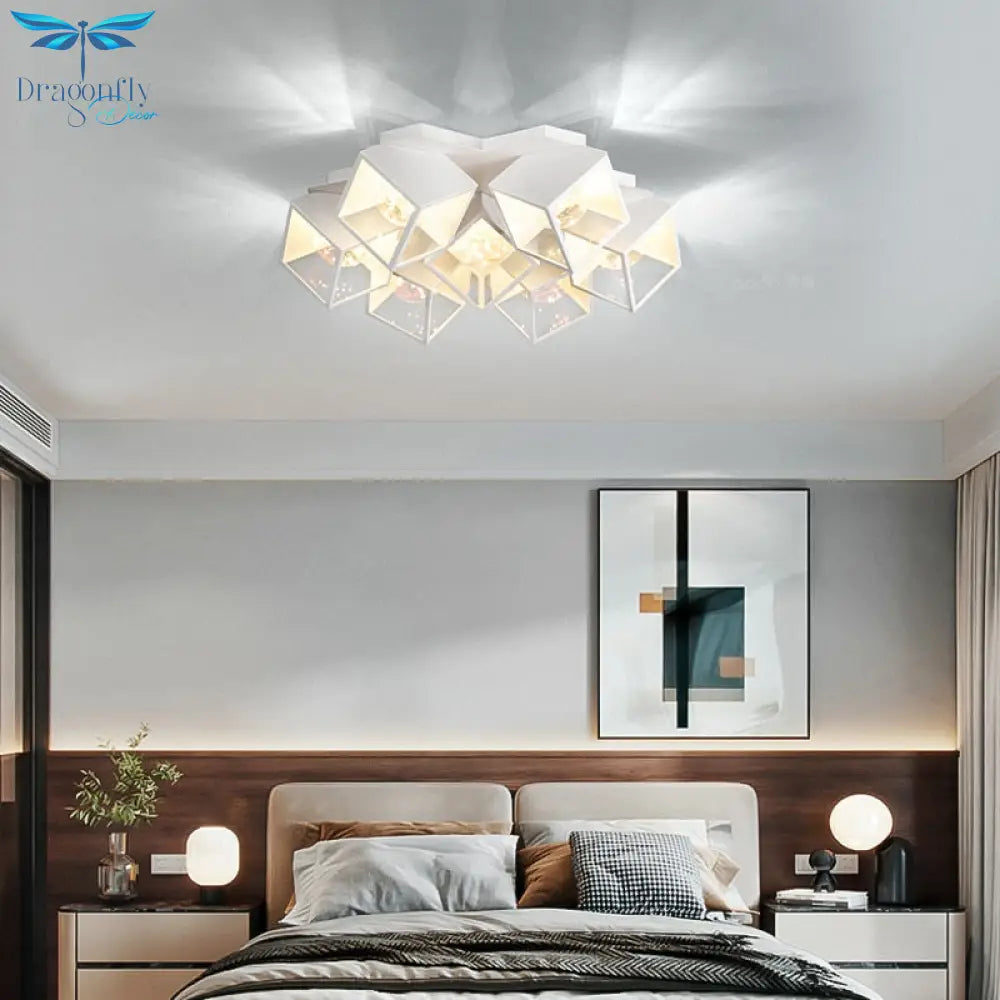 Modern Led Gypsophila Ceiling Chandelier Bedroom Living Dining Room Pendant Lamp Luster Deco