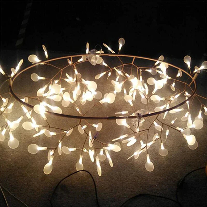 Modern Led Lamp Firefly Tree Branch Leaf Pendant Light Round Flower Suspension Lamps