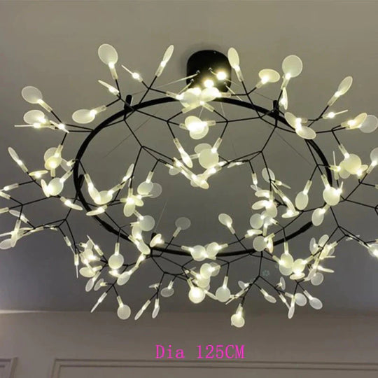 Modern Led Lamp Firefly Tree Branch Leaf Pendant Light Round Flower Suspension Lamps