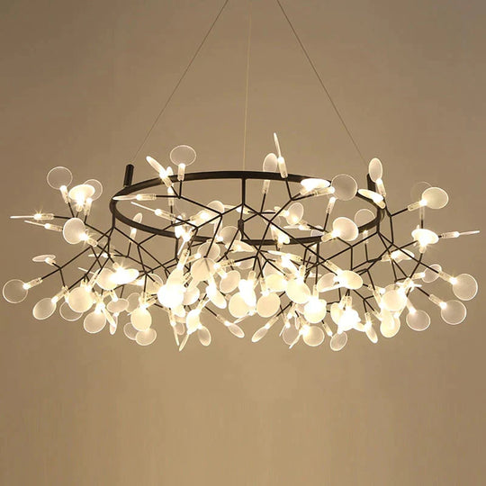 Modern Led Lamp Firefly Tree Branch Leaf Pendant Light Round Flower Suspension Lamps