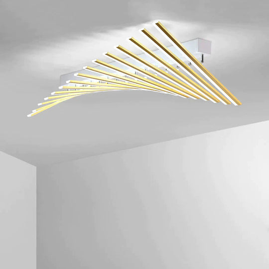 Modern Led Living Room Ceiling Lamp Simple Nordic Creative Square Line Restaurant Light In The