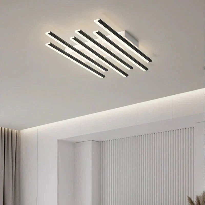 Modern Led Living Room Ceiling Lamp Simple Nordic Creative Square Line Restaurant Light In The