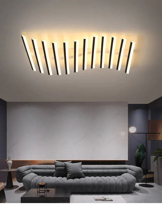 Modern Led Living Room Ceiling Lamp Simple Nordic Creative Square Line Restaurant Light In The