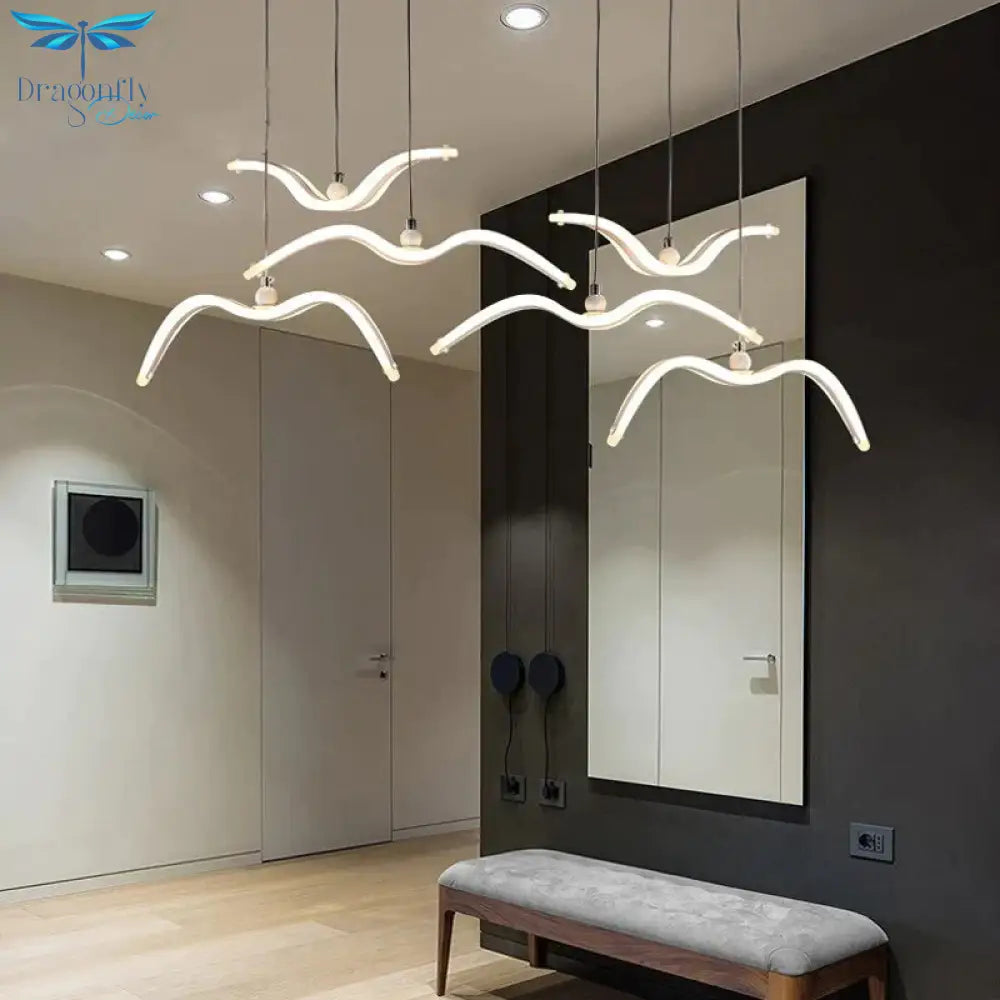Modern Led Pendant Light For Living Room/Dining White Lamp Coffee House Bedroom Suspension Acrylic