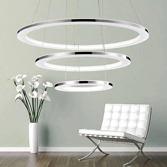 Modern Led Pendant Lights Fixtures For Dining Living Room Home Decor Acrylic Rings Hanging Lamp