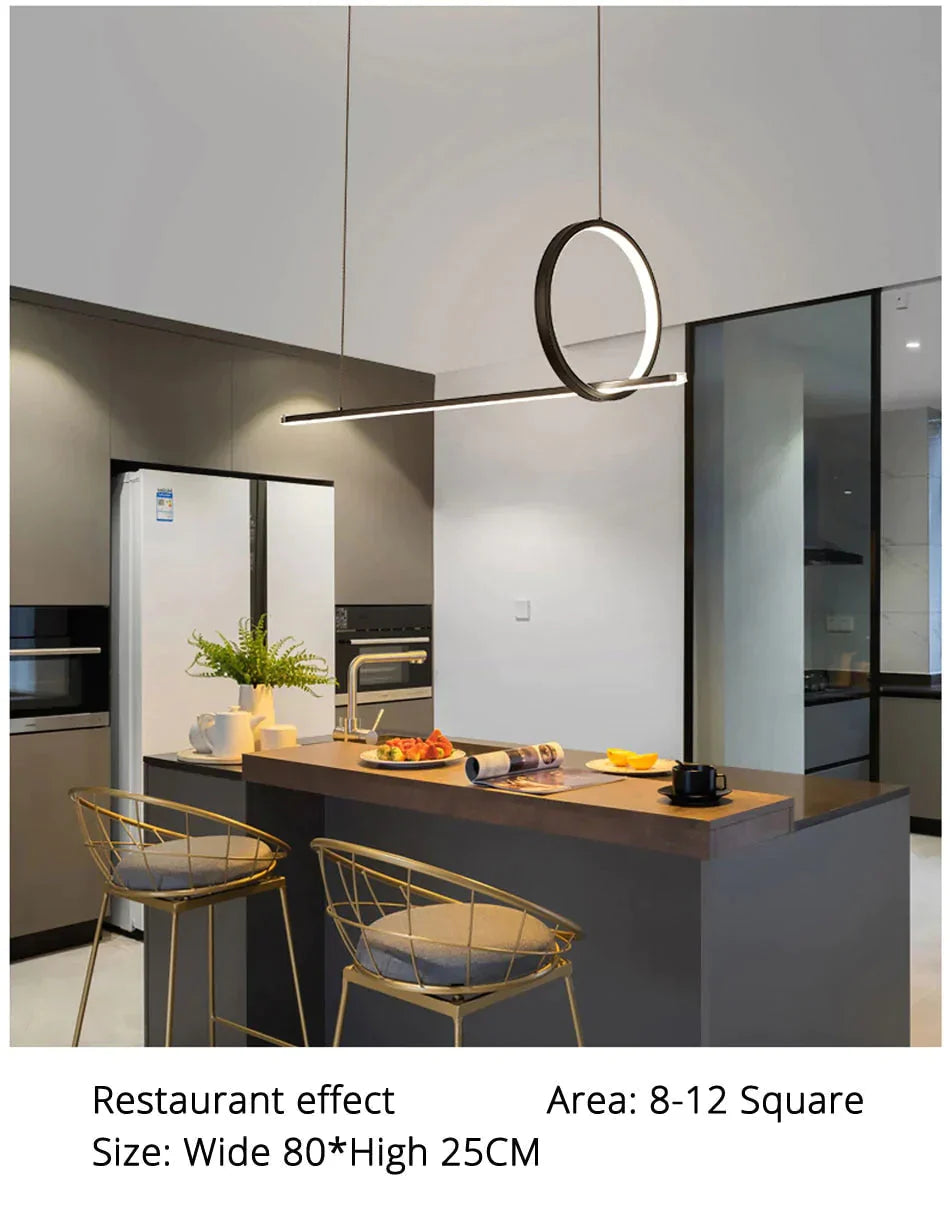 Modern Led Pendant Lights For Dining Room Kitchen Dimmable With Remote Black Aluminum Body Ceiling