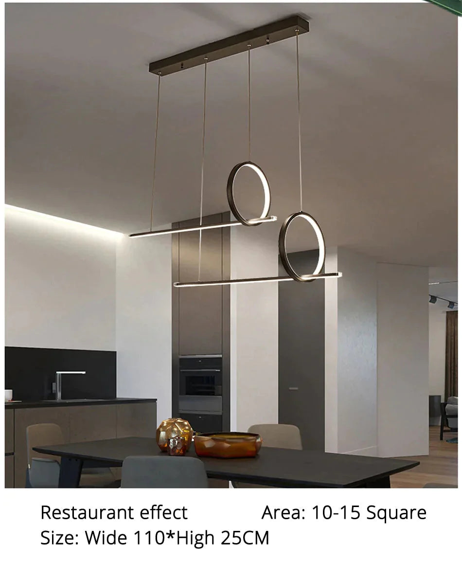 Modern Led Pendant Lights For Dining Room Kitchen Dimmable With Remote Black Aluminum Body Ceiling