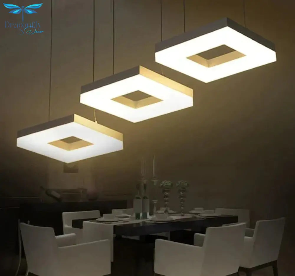 Modern Led Pendant Lights For Dining Room Living Acrylic Aluminum Rectangle Lamp Fixtures