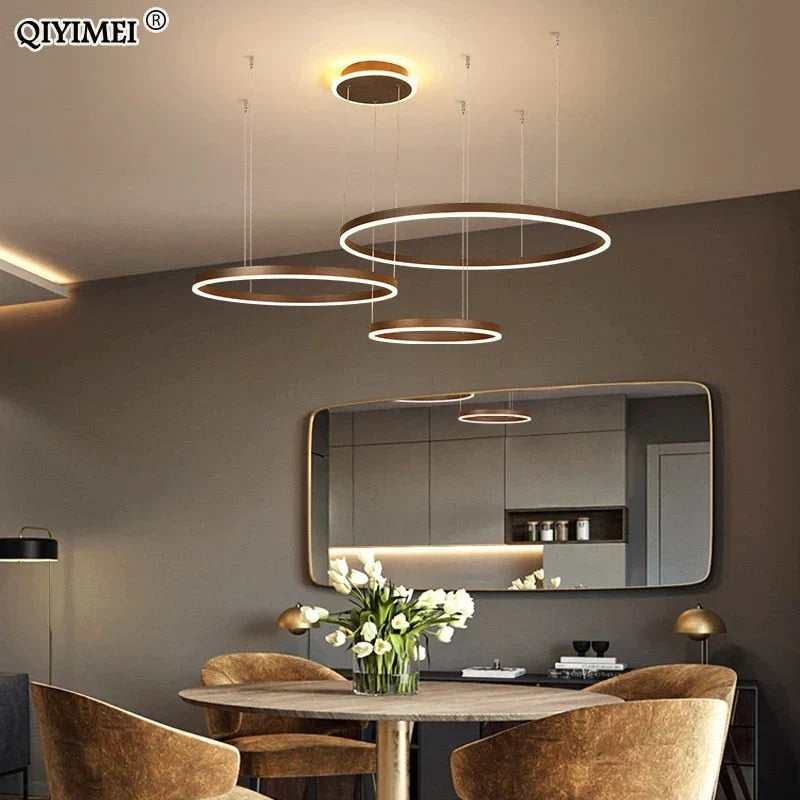 Modern Led Pendant Lights For Living Dining Room Dimmable Suspension Luminaire Suspendu Circular