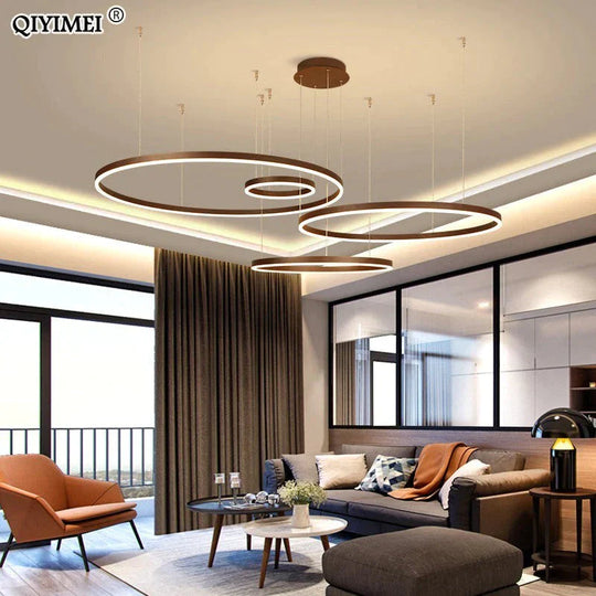 Modern Led Pendant Lights For Living Dining Room Dimmable Suspension Luminaire Suspendu Circular