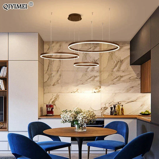 Modern Led Pendant Lights For Living Dining Room Dimmable Suspension Luminaire Suspendu Circular