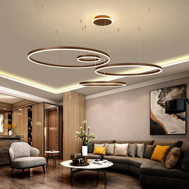 Modern Led Pendant Lights For Living Dining Room Dimmable Suspension Luminaire Suspendu Circular