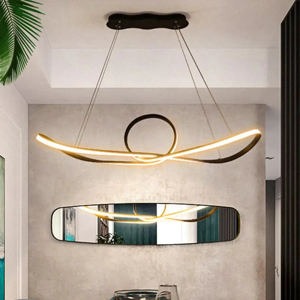 Modern Led Pendant Lights For Living Room Dining Home Deco Lamp Black Color / Sl950Xw255Xh1200Mm