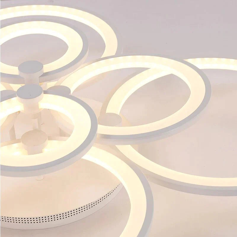 Modern Led Rings Ceiling Lamp For Kitchen Living Room Study Bedroom Dimmable + Remote Control