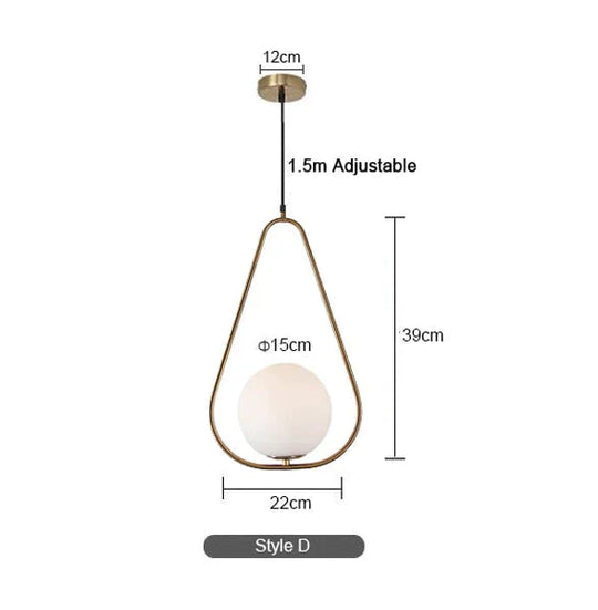 Modern Led Round Glass Ball Pendant Lights Iron E14 Lamps Hanging Light Fixture For Living Room