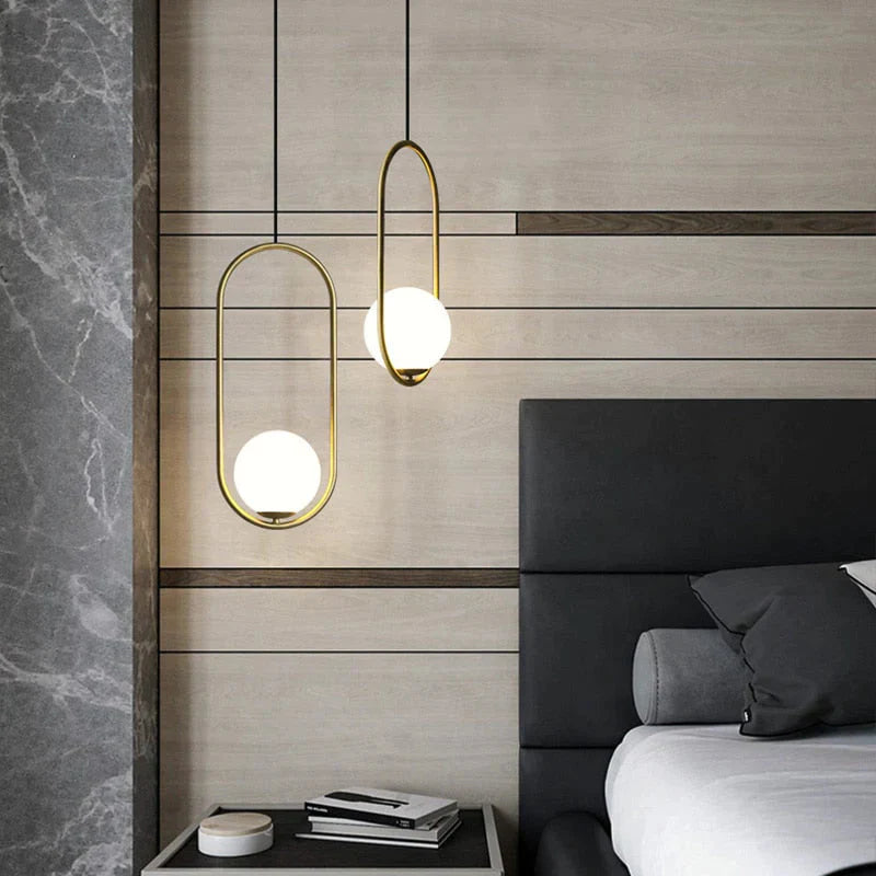 Modern Led Round Glass Ball Pendant Lights Iron E14 Lamps Hanging Light Fixture For Living Room