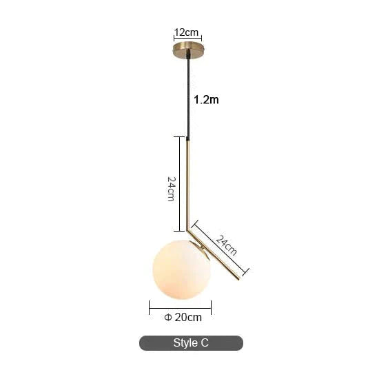 Modern Led Round Glass Ball Pendant Lights Iron E14 Lamps Hanging Light Fixture For Living Room