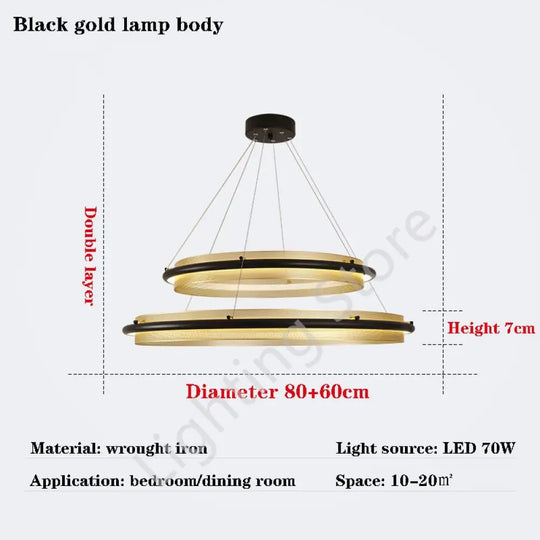 Modern Led Simple Light Luxury Ring Dining Room Chandelier Living Lamp Nordic Art Round Double