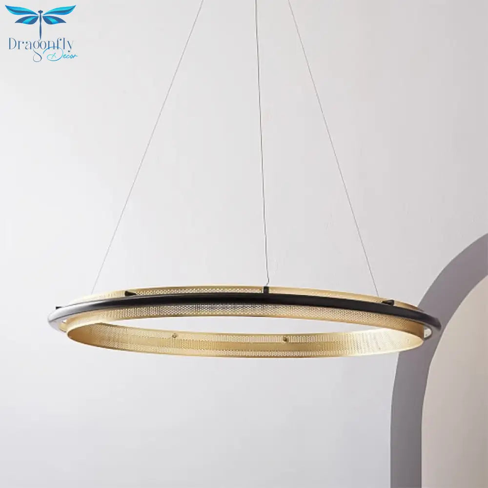 Modern Led Simple Light Luxury Ring Dining Room Chandelier Living Lamp Nordic Art Round Pendant