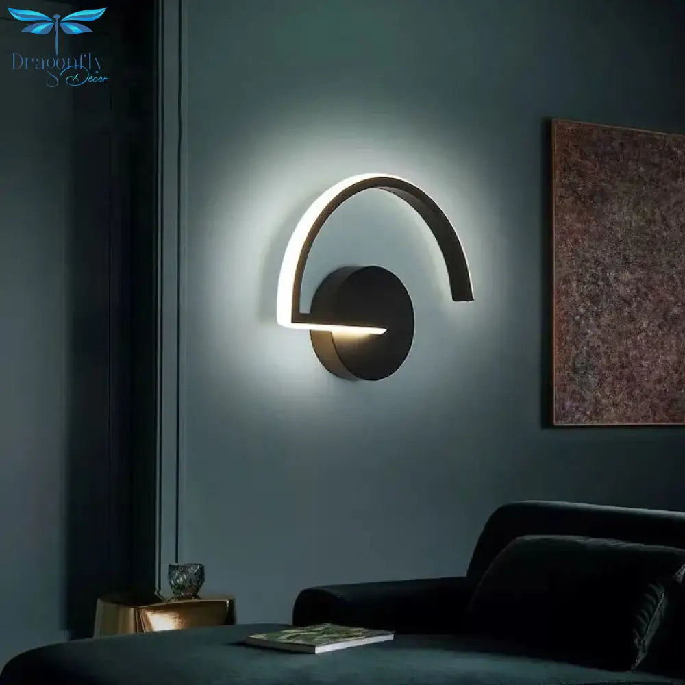 Modern Led Wall Lamps Living Room Bedroom Bedside Sconce Black White Coffee Color Lamp Aisle Indoor