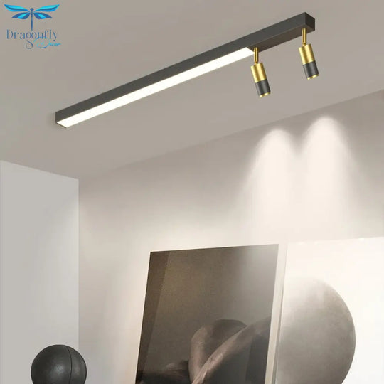 Modern Long Led Chandeliers Lamp Suitable For Bedroom Corridor And Dining Room Black Gold Frame 80