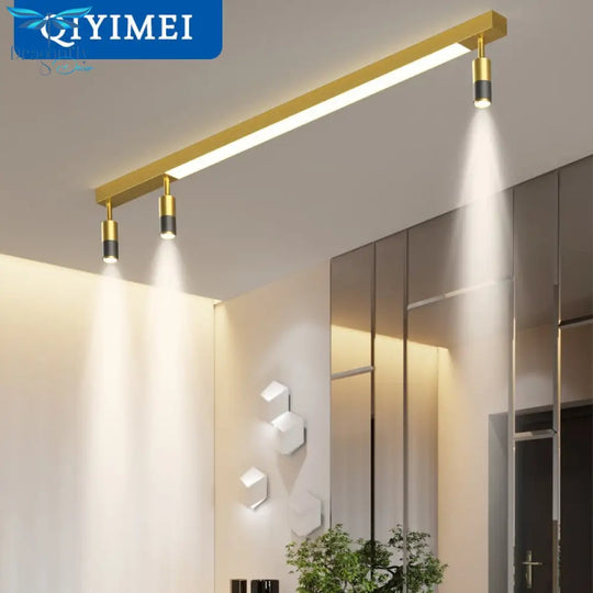 Modern Long Led Chandeliers Lamp Suitable For Bedroom Corridor And Dining Room Black Gold Frame 80