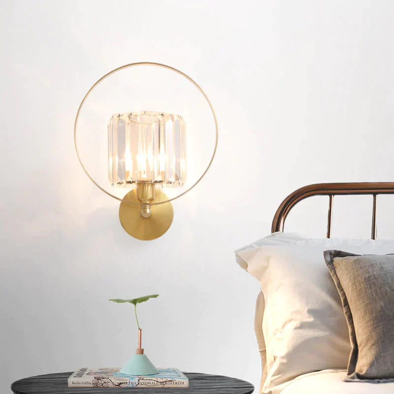 Modern Luxury Copper Wall Lamp Living Room Tv Background Creative Bedroom Bedside Simple Crystal