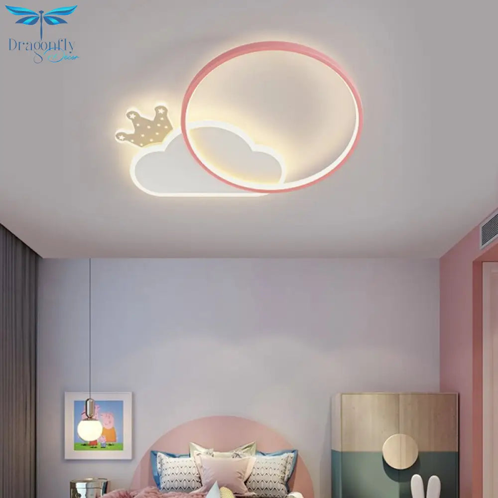 Modern Minimalist Children’s Room Cartoon Ceiling Lights Bedroom Cloud Crown Lamp Colorful