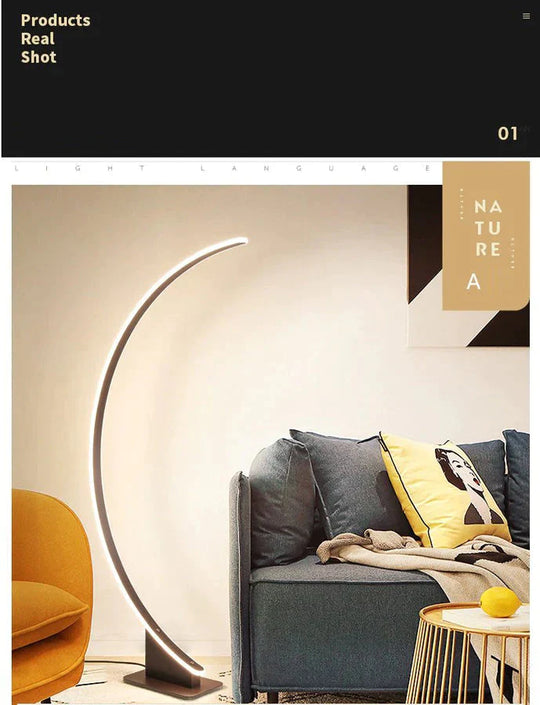 Modern Minimalist Creative Personality Brown White Led Floor Lamp Stand Living Room Bedroom Study