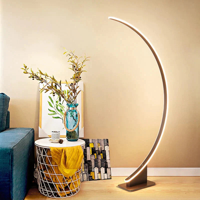 Modern Minimalist Creative Personality Brown White Led Floor Lamp Stand Living Room Bedroom Study