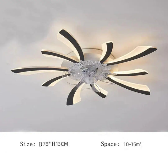 Modern Minimalist Dandelion Fan Ceiling Lamp D78X13Cm / White Light Black Ceiling