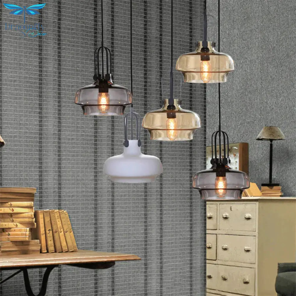 Modern Minimalist Industrial Deco Glass Pendant Lamp Suspension Lighting E27 Led Fixture Bedroom