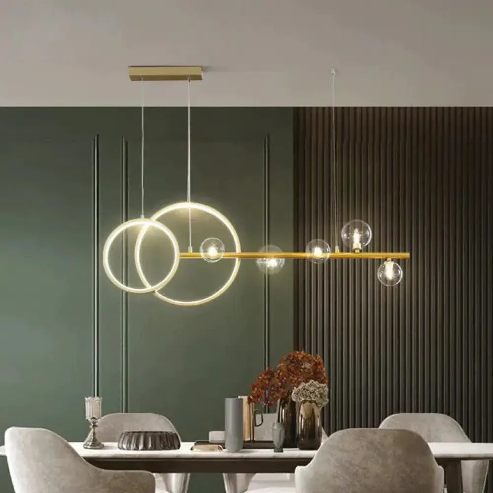 Modern Minimalist Light Luxury Strip Restaurant Bar Lamps Gold / White Light Pendant
