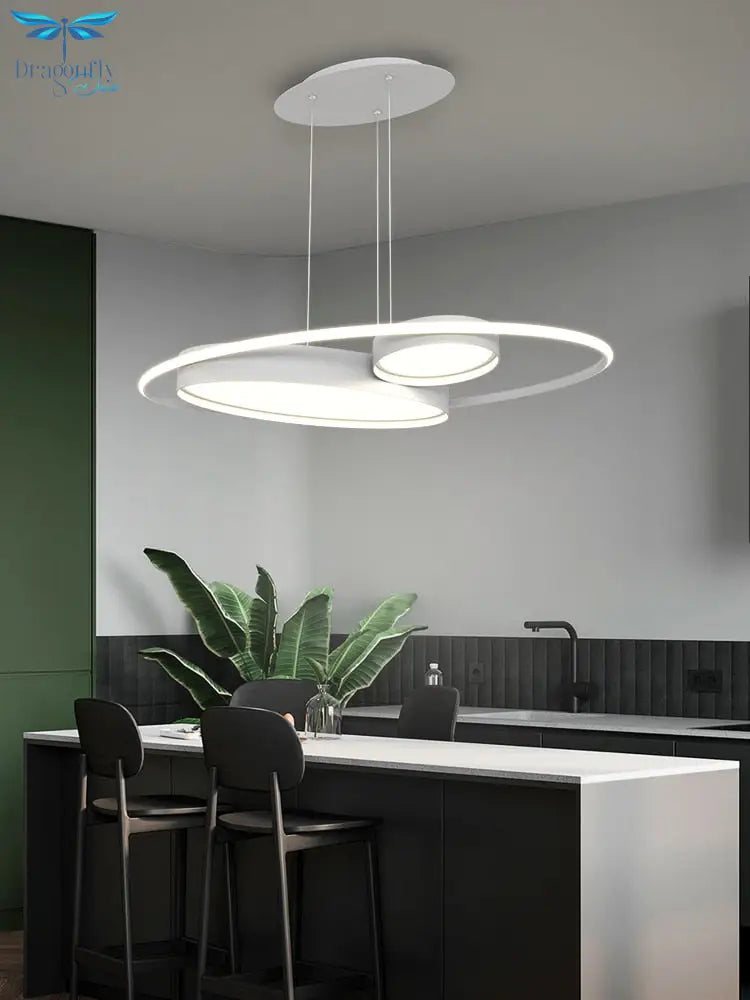 Modern Minimalist Pendant Light White/Black Living Room Dining Kitchen Round Indoor Lighting