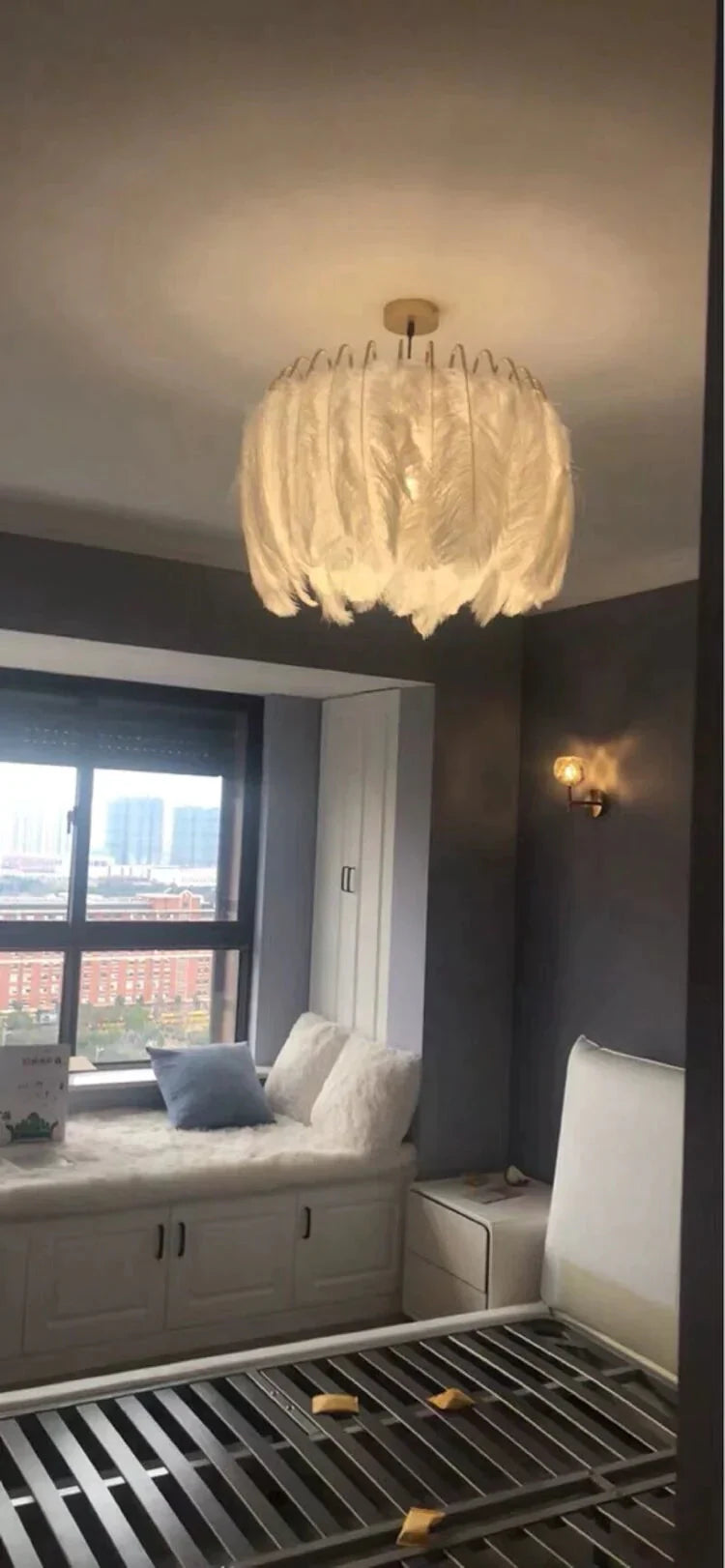 Modern Nordic Fairy Feather Chandelier Lamp Loft Pendant Lights Living Suspension Lighting Fixtures