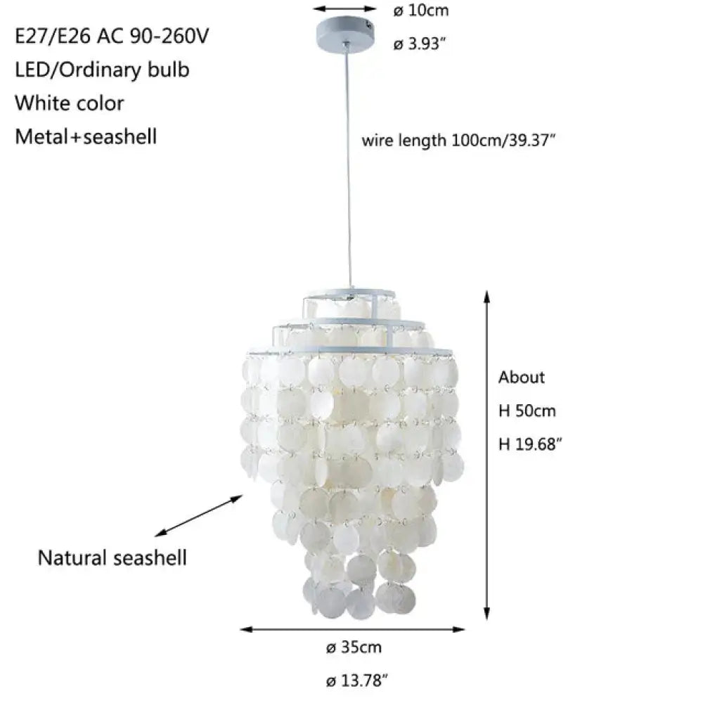 Modern Nordic White Natural Seashell Hanging Pendant Lamp Fixture E27 Led Lights For Home Deco