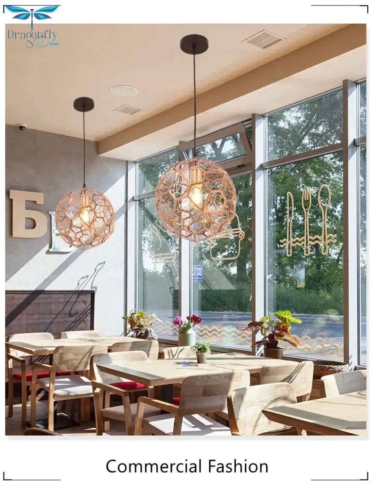 Modern Pendant Light Diamond Frame Shape Nordic Web Ball Hanging Lamp For Kitchen Living Room Shop