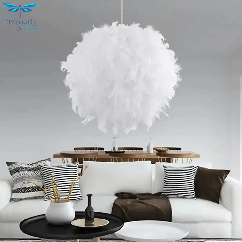 Modern Pendant Light Dreamlike Feather Droplight Bedroom Hanging Lamp