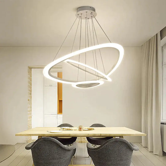 Modern Pendant Lights For Living Dining Room 4/3/2/1 Circle Rings Acrylic Led Lighting 3Ring 64 43