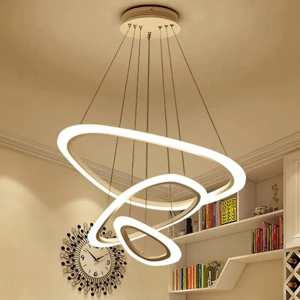 Modern Pendant Lights For Living Dining Room 4/3/2/1 Circle Rings Acrylic Led Lighting 3Ring 64 43