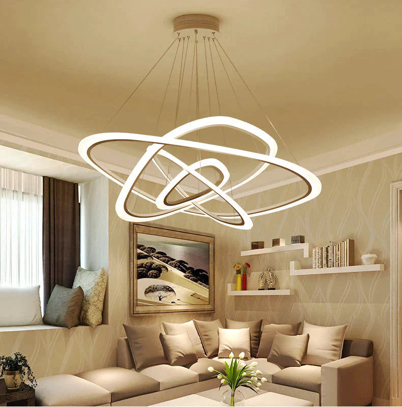 Modern Pendant Lights For Living Dining Room 4/3/2/1 Circle Rings Acrylic Led Lighting 4Ring 88 64