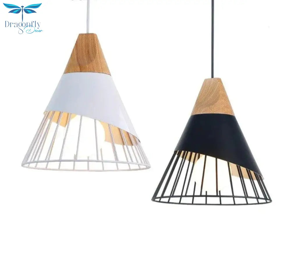 Modern Pendant Lights Iron Cover Led Vintage Lamp For Restaurant Kitchen Luminaire Suspendu Wooden