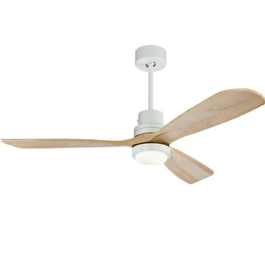 Modern Remote Control 52 Inch Wooden Blades Retro Ceiling Fan With Input 15W Lights White / Ac220V