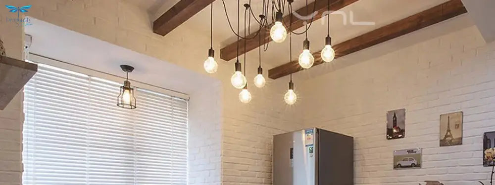 Modern Retro Edison Bulb E27 Vintage Lamps Antique Diy Art Spider Pendant Lights 2 Meters Line Home