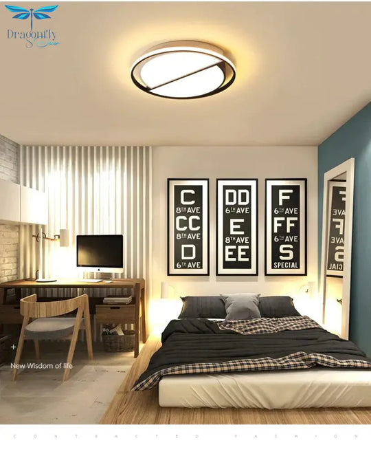 Modern Round Iron Living Room Chandelier Fixtures Led Lustre Bedroom Restaurant Dimmable