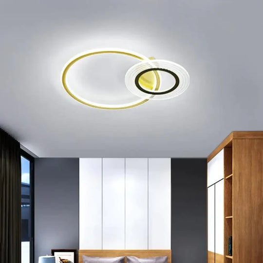 Modern Simple Circle Warm Room Living Led Ceiling Lamp Black Gold - 47Cm / White Light