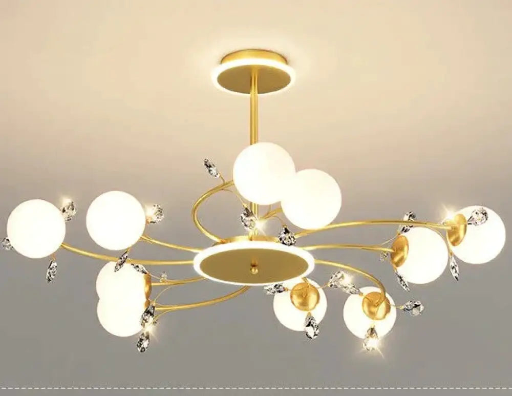Modern Simple Crystal Living Room Dining Lamp Hanging B / 10 Heads Monochrome Pendant